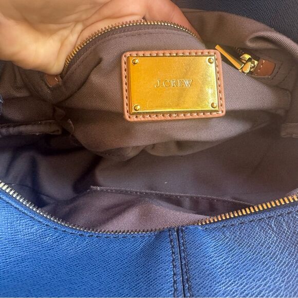 J. Crew 100% Real Leather Purse Tote Bag W Old Gold Zippers Excellent Condition - Picture 6 of 16